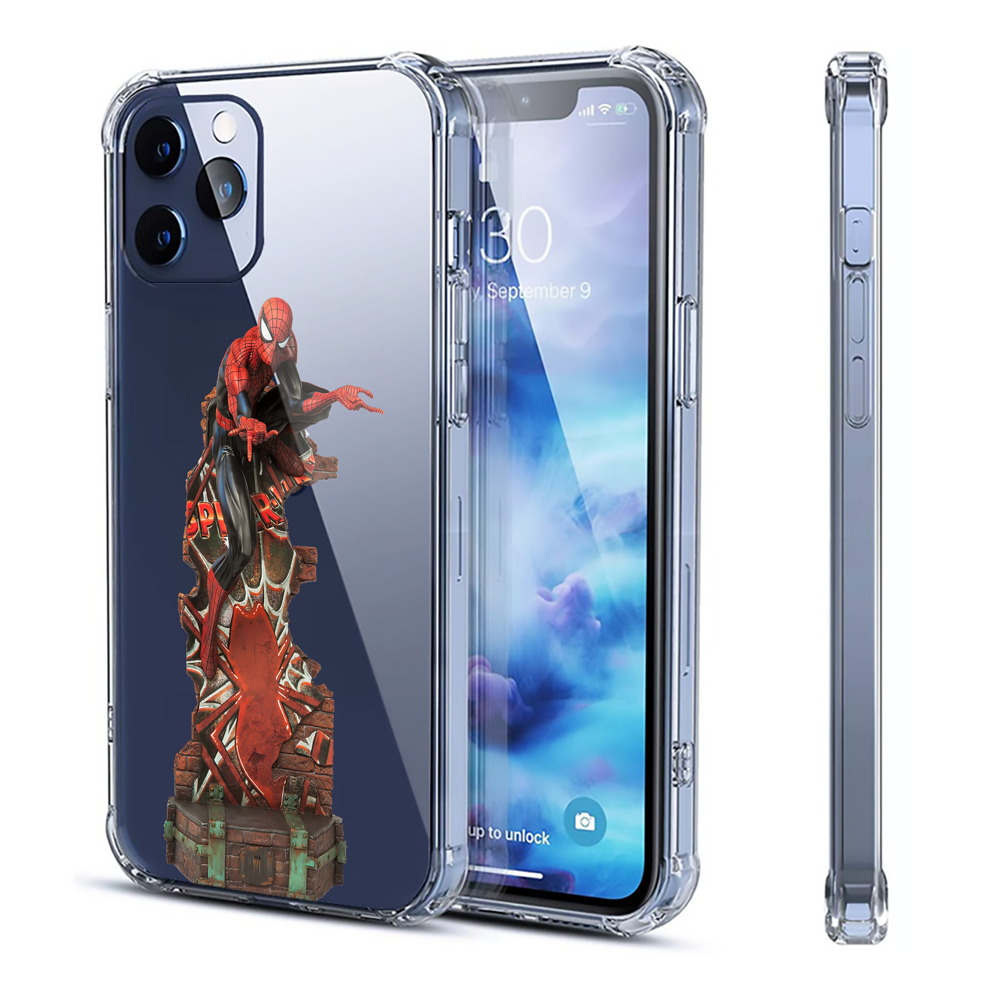 （画像用） Spider Man スパイダーマン 【iPhone 12シリーズ対応】透明スマホケース（クリアソフトケース）